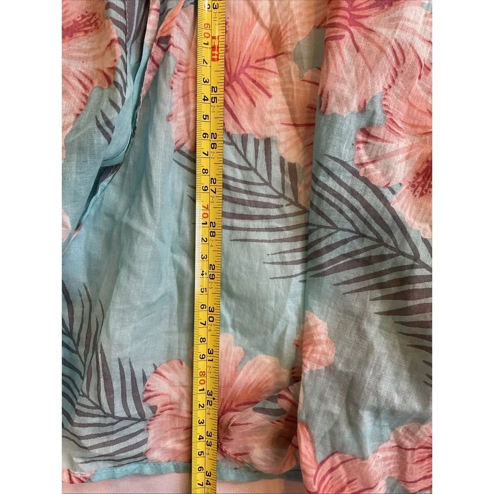 Debbie Katz South Beach Coverup 100% Cotton Tropical Print Flutter Sleeve Resort
